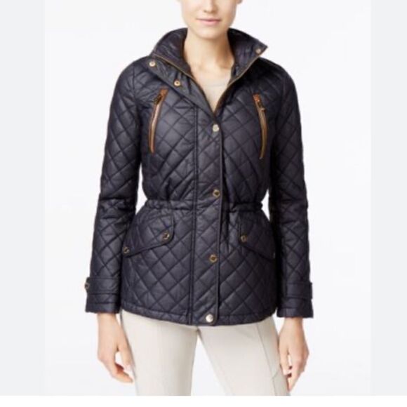 MICHAEL Michael Kors Navy Quilted Zip-up Jacket - Picture 1 of 14